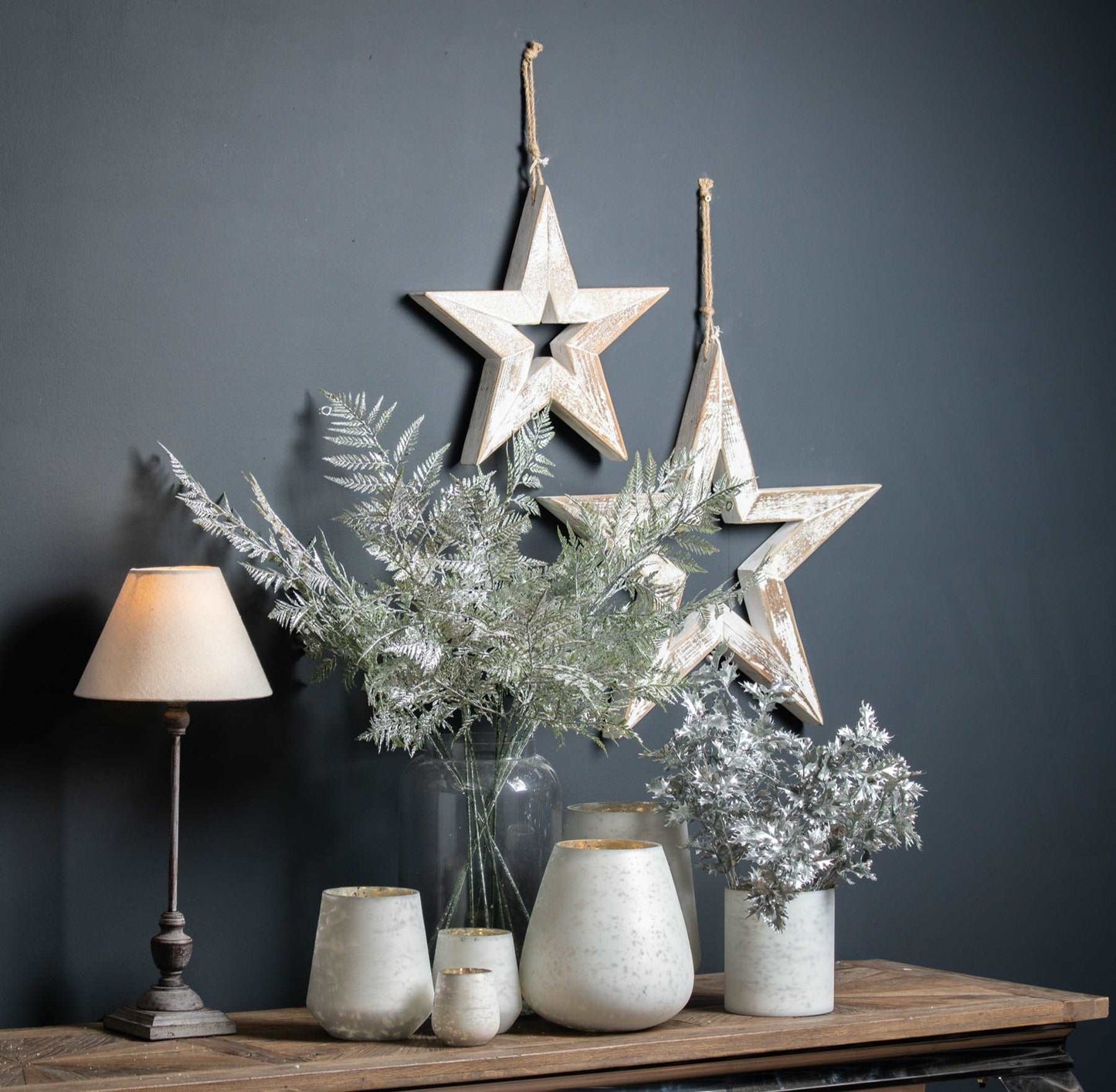 Antique White Wooden Sparkle Star - Fairspot UK
