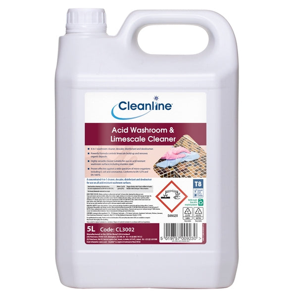 Cleanline Acid Washroom & Limescale Cleaner 5 Litre (Case 4) | CL3002 - Fairspot UK