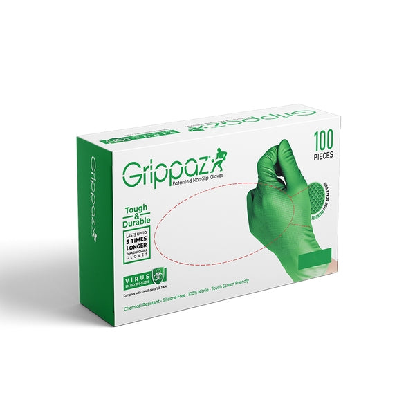 Grippaz® Heavy Duty Nitrile Disposable Gloves Green - Fairspot UK