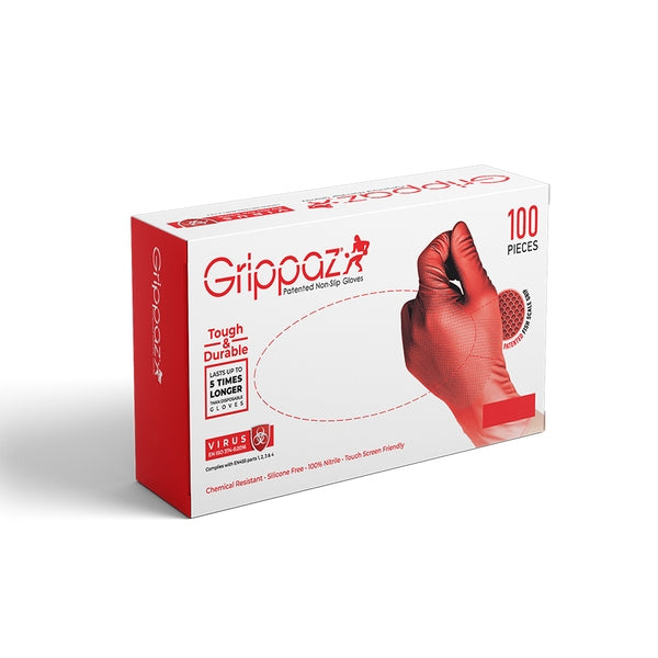 Grippaz® Heavy Duty Nitrile Disposable Gloves Red - Fairspot UK