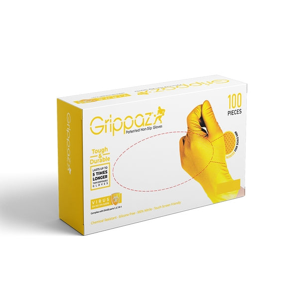 Grippaz® Heavy Duty Nitrile Disposable Gloves Yellow - Fairspot UK