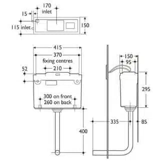 Ideal Standard Conceala 2 Cistern Pneumatic Dual Flush Valve 4.5/3 Litre | S364367 No Flush plate | Fairspot UK
