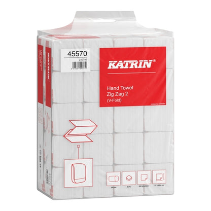Katrin V-Fold Paper Towels Zig Zag 2-Ply Handy Pack 200 Sheet (Case of 4000) | 45570 - Fairspot UK