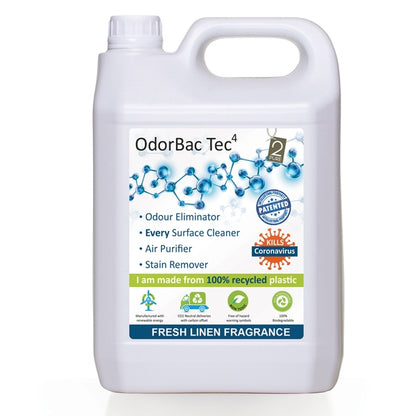 OdorBac Tec4 Odour Eliminator & Cleaner Fresh Linen Fragrance 5 Litre - Fairspot UK