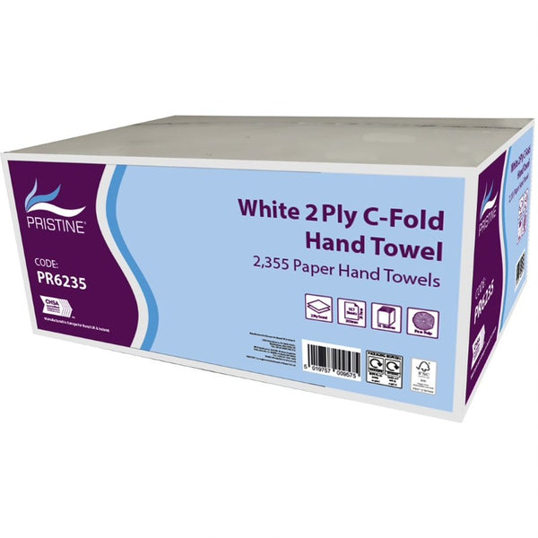 PRISTINE 2Ply C-Fold Hand Towel White - Fairspot UK