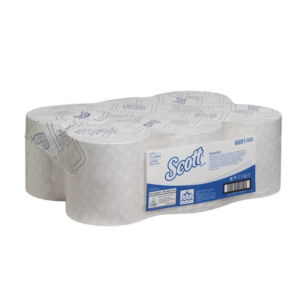 Scott 1Ply Essential Rolled Hand Towels White (Case of 6) | 6691- Fairspot UK