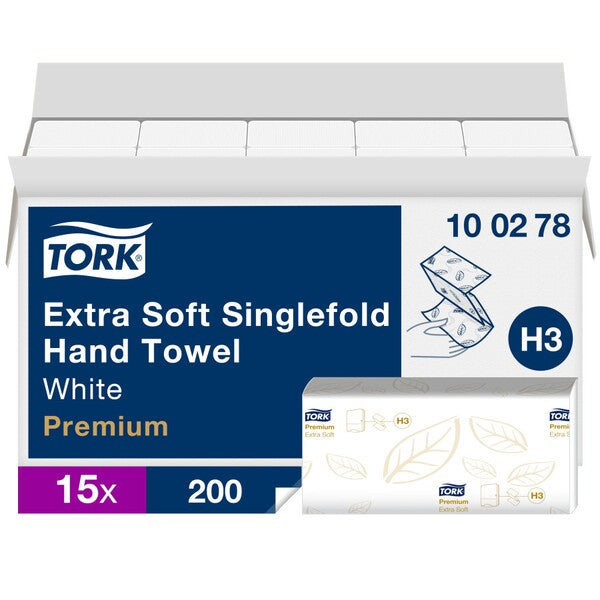 Tork 100278 Premium Extra Soft Singlefold 2 ply Hand Towel | 100278 | Fairspot UK