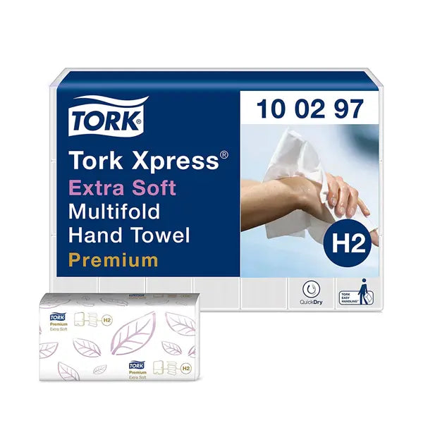 Tork 100297 Xpress Extra Soft Multifold 2 Ply White Hand Towels (Case of 2100 ) | 100297 | Fairspot UK