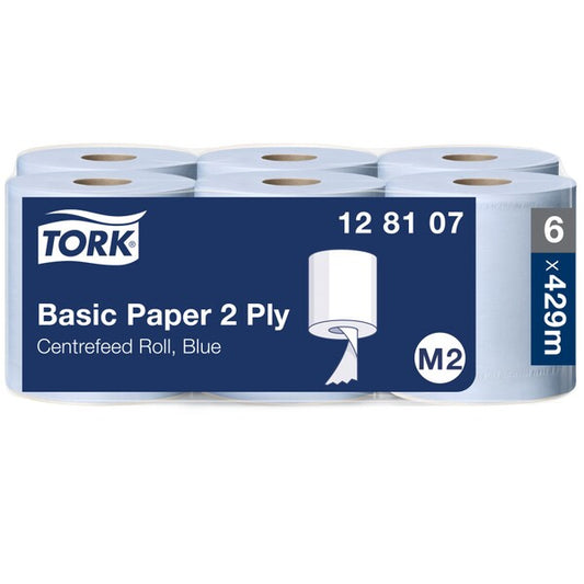 Tork Basic Centrefeed Wiping Paper Blue 150M (Case of 6) | 128107 - Fairspot UK