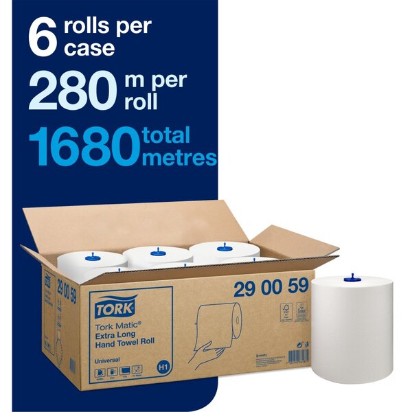 Tork Matic Extra Long Paper Hand Towels White 280M (Case of 6) | 290059 - Fairspot UK