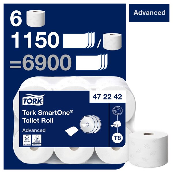Tork SmartOne Toilet Roll White 207M (Case of 6) | 472242 - Fairspot UK
